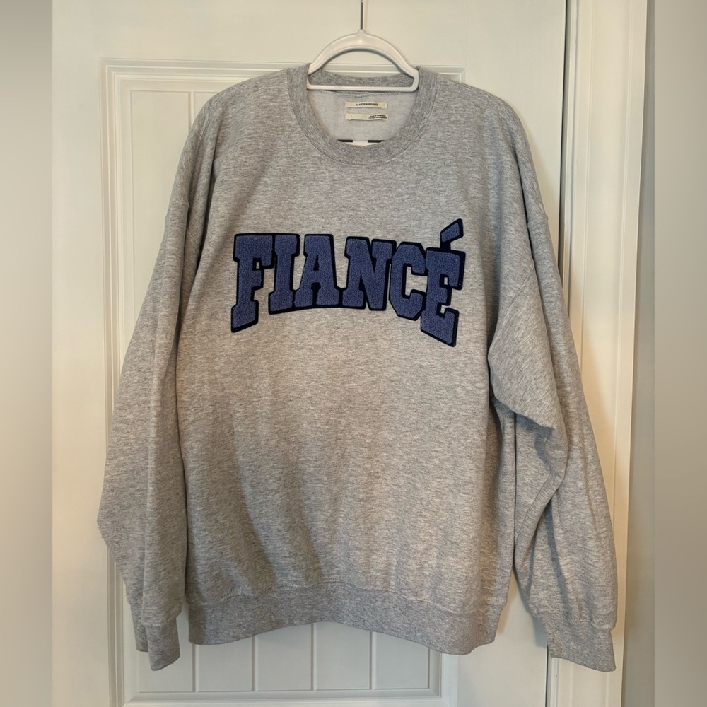 By Anthropologie Weddings Fiancé Patch Crew-Neck Sweatshirt